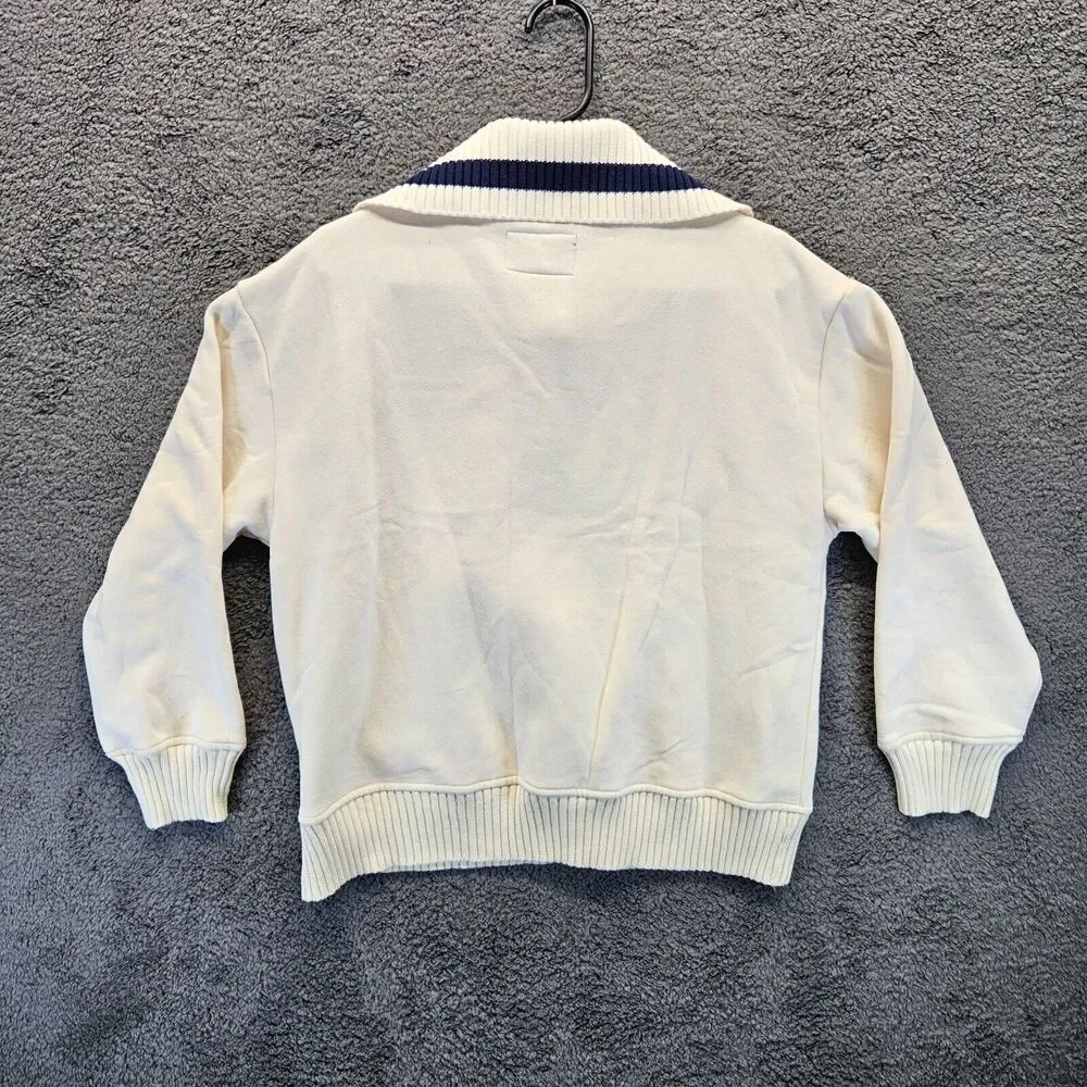 Ellandemm Royal Club Sweater Pullover Mens Size S/M Ivory 1/4 Zip‎